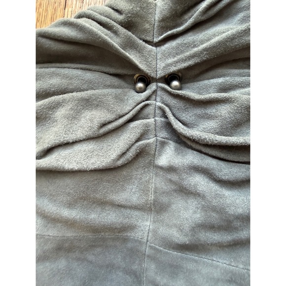 Grai Women Grey Suede Leather Draped Ruffle Peplum Vest Made in USA Size M - Picture 6 of 12
